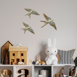 Accesoriu decorativ de perete Flying Swallow Auriu 28x19x2 cm - Img 2