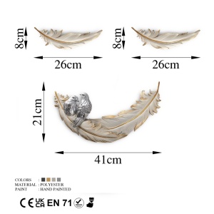 Accesoriu decorativ de perete Love Birds Crem 41x21x4 cm - Img 6
