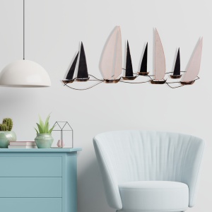 Accesoriu decorativ de perete metalic Ocean Multicolor 117x5x52 cm - Img 3