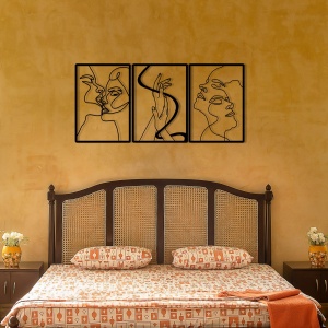 Accesoriu decorativ de perete metalic The Unity Of Love Negru 109x50 cm - Img 3