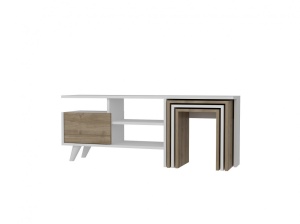 Ansamblu Comoda TV Nature Alb-Walnut - Img 5