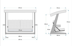 Balansoar cu 3 locuri Viva 2400 Antracit 237x100x175 cm - Img 13
