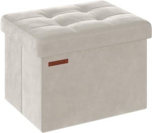 Bancheta de depozitare Otoman Songmics Alb 40x32x31 cm - Img 1