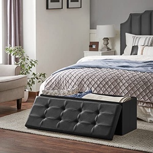 Bancuta hol cufar cu depozitare, Songmics, Negru, 110x38x38 cm - Img 3