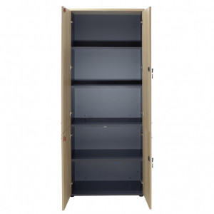 Biblioteca cu patru usi din lemn Lotus din stejar - culoare gri inchis 80x40,5x200cm - Img 3