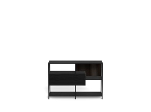 Biblioteca Seaford V2, Negru, 78x114x35 cm - Img 6