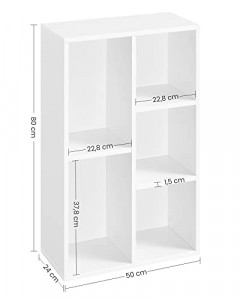 Biblioteca, Vasagle, Alb, 80x50x24 cm - Img 3
