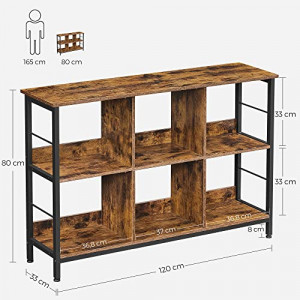 Biblioteca, Vasagle, Negru , 120x33x80 cm - Img 5
