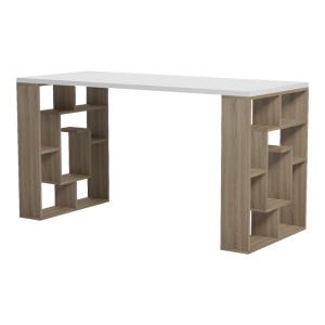 Birou cu raft, Labirent, Alb, 60x140x75 cm - Img 4