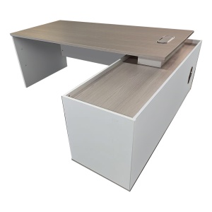 Birou de colt Armadi, Pako World, Sonoma-Alb, 200x80x75 cm - Img 3