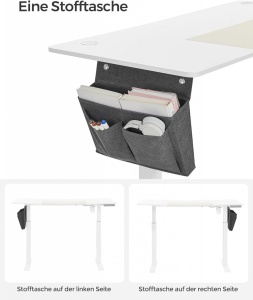 Birou reglabil, Songmics, Alb-Bej, 140x60x72-120 cm - Img 7
