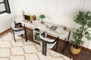 Birou Twin Study Desk Galben