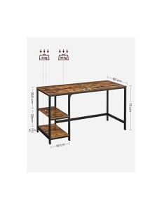 Birou, Vasagle, Maro Rustic, LWD55X, 140 x 60 x 75 cm - Img 3