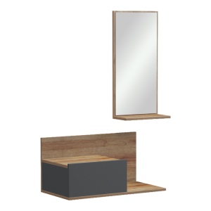 Bufet suspendat cu oglinda, Miranda, Pako, Stejar 60x30x89.5 cm - Img 3
