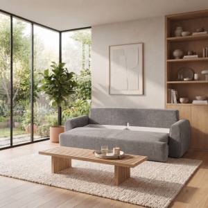 Canapea extensibila 3 locuri cu spatiu de depozitare Storida, Gri, 94x255x92 cm - Img 2