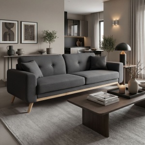 Canapea extensibila cu 3 locuri, gri Carmelo 214x80x86cm