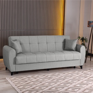 Canapea extensibila cu 3 locuri si spatiu de depozitare, Lincoln, Pako, Gri deschis 226x84x93 cm