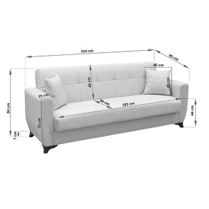 Canapea extensibila cu spatiu de depozitare Modesto, Gri, 215x75x85 cm - Img 6