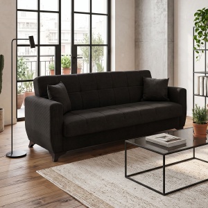 Canapea extensibila cu spatiu de depozitare Modesto, Gri/Antracit, 215x75x85 cm