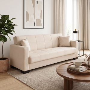 Canapea extensibila cu spatiu de depozitare Vox, Bej, 180x75x85 cm