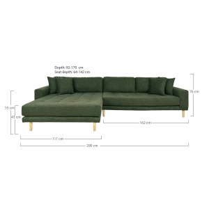 Canapea lounge Lido, Verde masliniu , 170x92x290x76 cm - Img 2