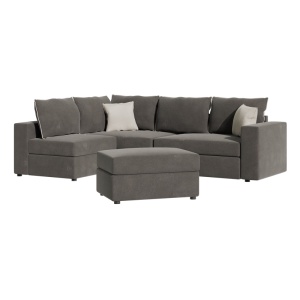 Canapea reversibila London tesatura gri si perne gri deschis 296x246x95 cm - Img 3