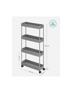 Carucior pentru depozitare, Songmics, Gri, KSC008G01, 40 x 12 x 86 cm - Img 5