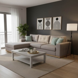 Coltar Dreapta Boston Elephant - Ciel - Natural 280x225x95 cm