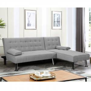 Coltar extensibil stanga Brisk material textil gri 200x146x75 cm - Img 3