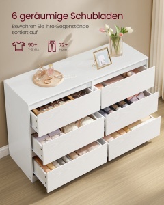 Comoda cu sertare, Kailyn, Vasagle, Alb, 119.4x40x75 cm
