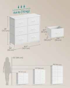 Comoda cu sertare Songmics Alb 76.7x30x73.7 cm - Img 5