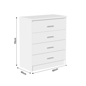 Comoda Olympus cu 4 sertare culoare alb 80x40x95 cm - Img 4