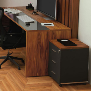 Comoda pe roti Oscar 3 sertare nuc - carbon 40x48x63cm - Img 2