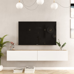Comoda TV de perete Dello color alb - sonoma 180x31.6x29.6cm - Img 4