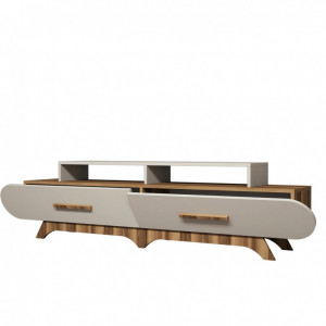 Comoda TV Flora - Walnut, Crem - Img 4