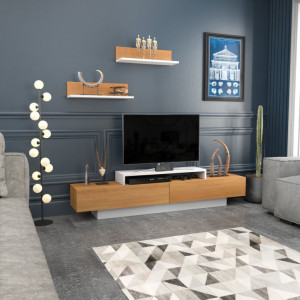 Comoda TV Lusi - Alb, Teak - Img 3