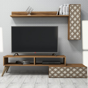Comoda TV Planet - Walnut, Crem - Img 4