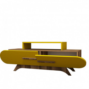 Comoda TV Rose - Walnut, Yellow - Img 3