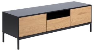 Comoda TV Seaford V1, Negru, 45x140x40 cm - Img 2