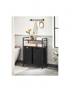 Consola de depozitare Vasagle, 2 cosuri de depozitare, Negru - Img 2