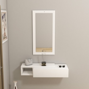 Consola suspendata cu oglinda Vien Alb 82x15.8x29.6 cm