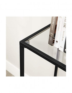 Consola, Vasagle, blat din sticla securizata, LGT026B01, Negru, 35 x 100 x 80 cm - Img 4