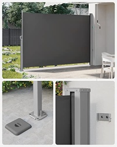Copertina solara laterala, Songmics, Gri, 160x350 cm - Img 6