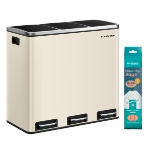 Cos de gunoi compartimentat Songmics Bej 61.7x35.2x56.4 cm - Img 2
