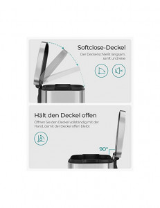 Cos de gunoi pentru bucatarie, Songmics, 30L, Soft Close, Silver - Img 3