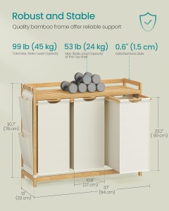 Cos de rufe Crem Songmics 97.9x33x78 cm - Img 3