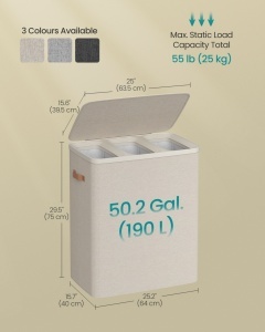 Cos de rufe Songmics Bej 64x40x75 cm - Img 6