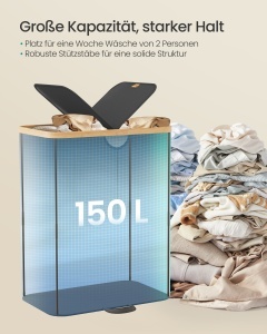 Cos de rufe Songmics, Roxanne, Negru, 52x38.5x75 cm - Img 2