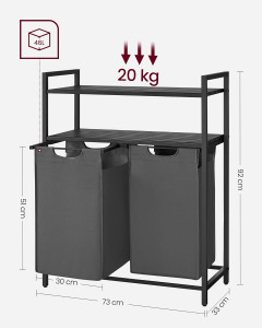 Cos de rufe, Vasagle, Negru-Gri, 73×33×92 cm - Img 6