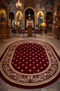 Covor biserica Oval, Lotos, Rosu, 100x200 cm, Delta 15033